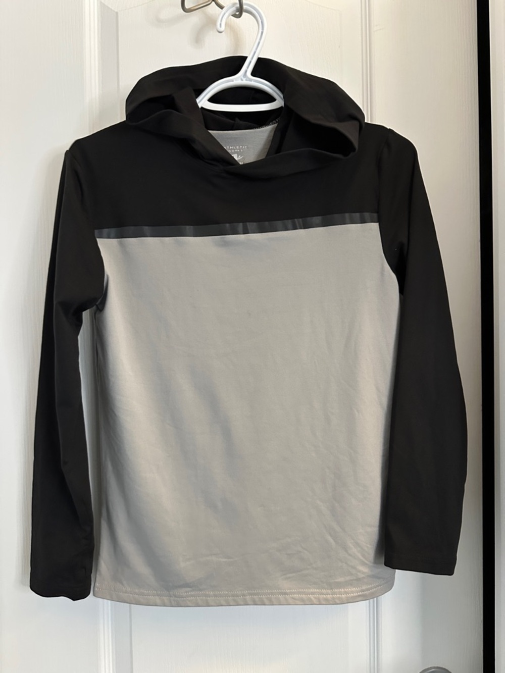 Athletic Works Gray & Black Long Sleeve HoodieT Shirt block colour boys  10/12